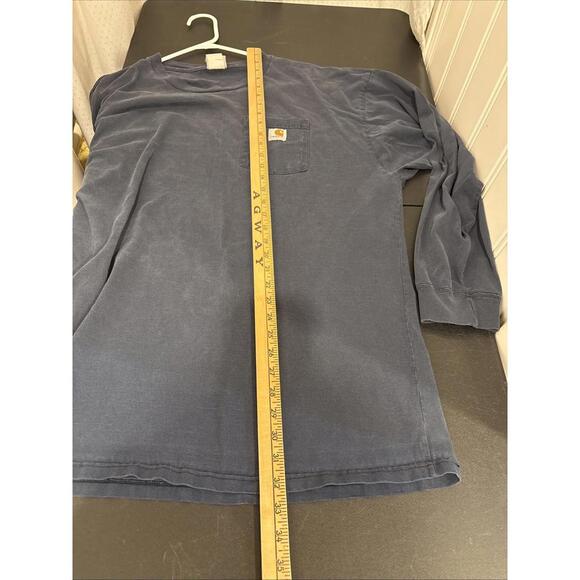 Vintage Carhartt Mens 2XL Long Sleeve Y2K Workwear Pocket Tee Shirt Navy Blue - Picture 10 of 14